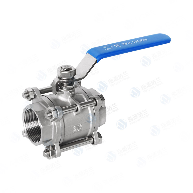 Three-piece threaded ball valve