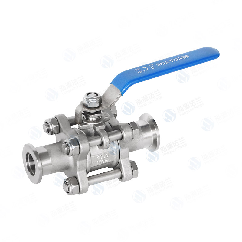 Three-piece vacuum ball valve