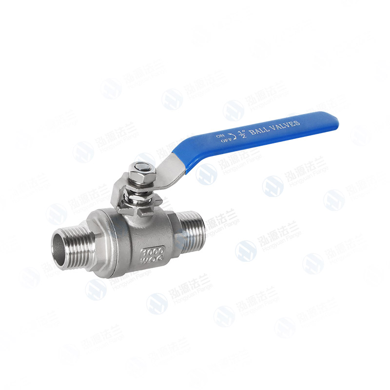 Two-piece double external thread ball valve