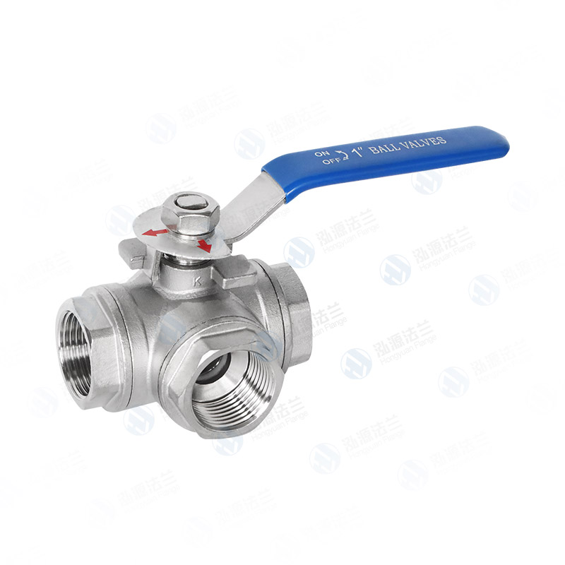 Three-way threaded ball valve